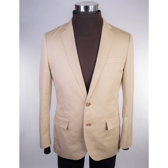 J Crew Blazer Tan Khaki Ludlow Suit Jacket Woven Italy Mens 38S Wool Sport Coat - Picture 2 of 14